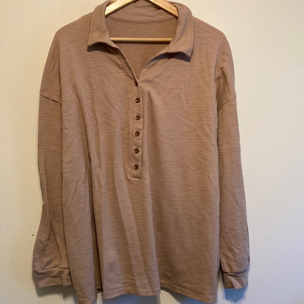 Brown Polo Long Sleeve Shirt